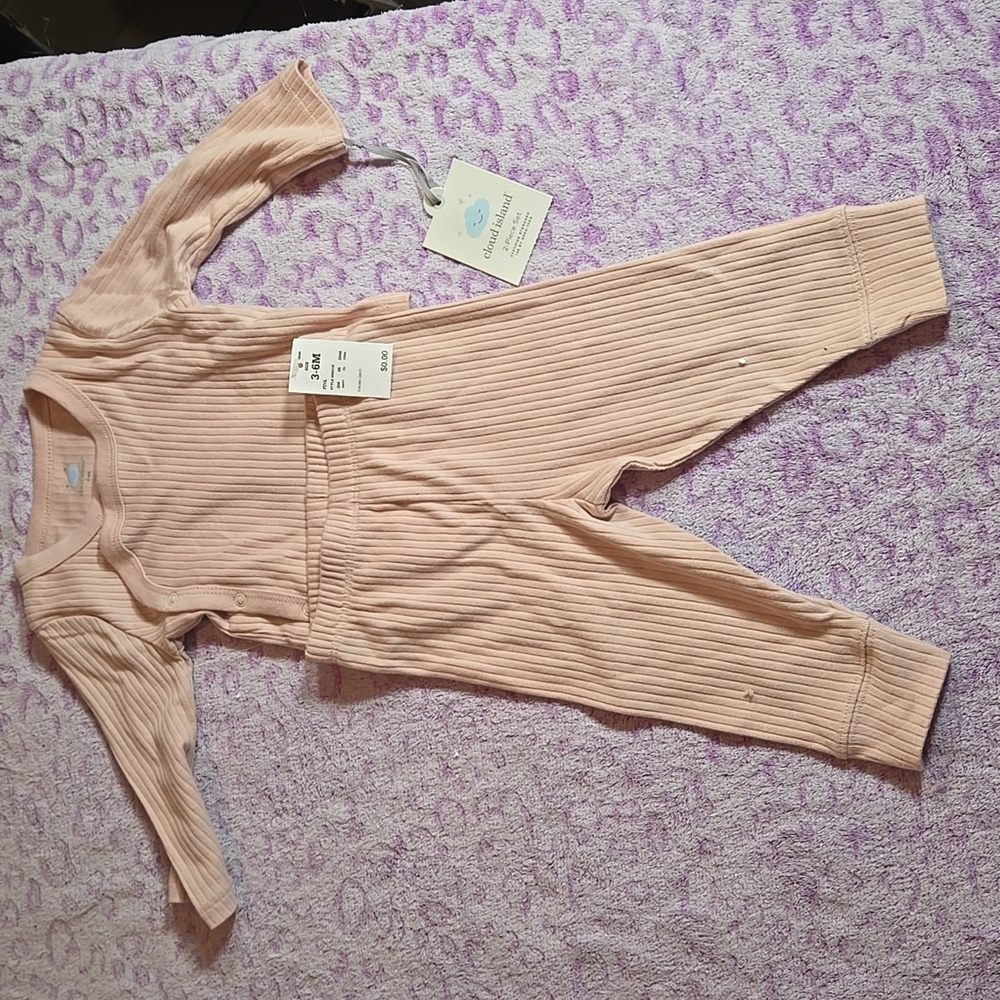 3-6mo Pink Ribbed 2 Piece Outfit
